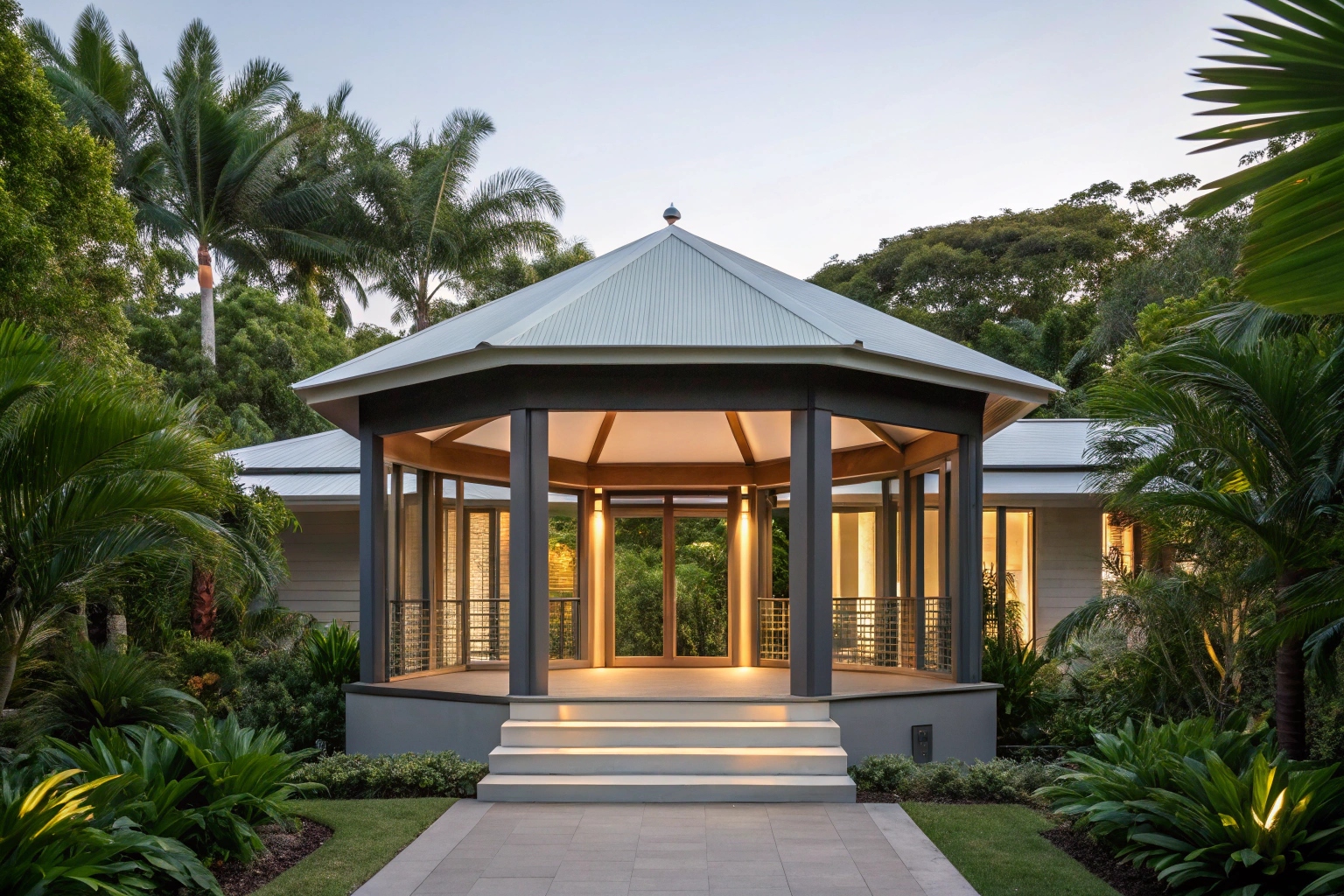 Contemporary octagonal gazebo design for modern Sunshine Coast property