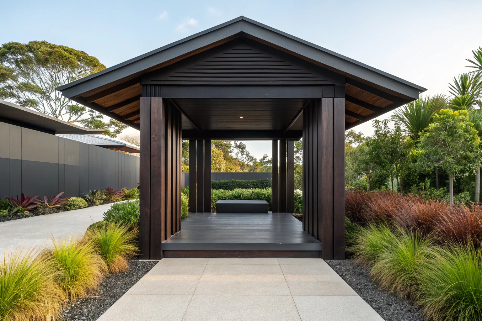 Contemporary minimalist garden gazebo with clean lines