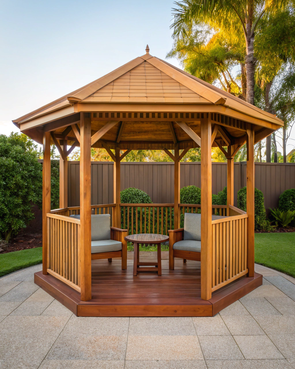 Six-foot octagonal garden gazebo proportioned for a small garden